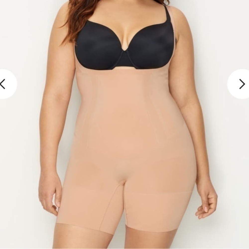 SPANX Plus Size OnCore Firm Control Open-Bust Bodysuit Size 3X Color Soft Nude
